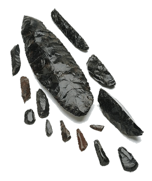 白滝遺跡群から発掘された黒曜石の石器